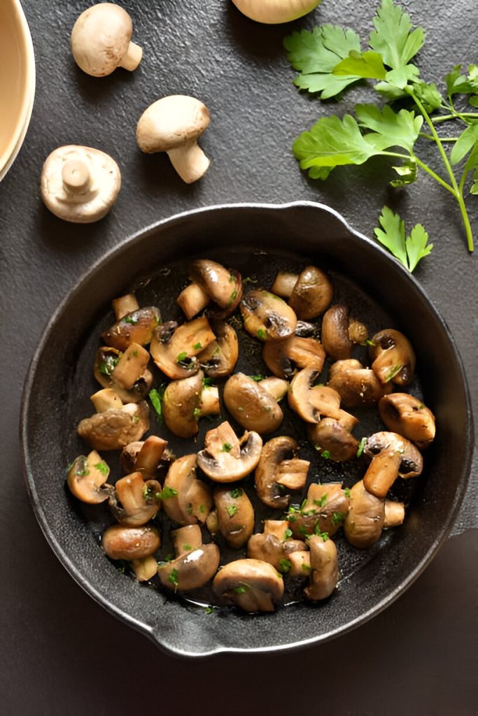 Mushrooms Sautéed In a Carbon Steel Skillet Recipe