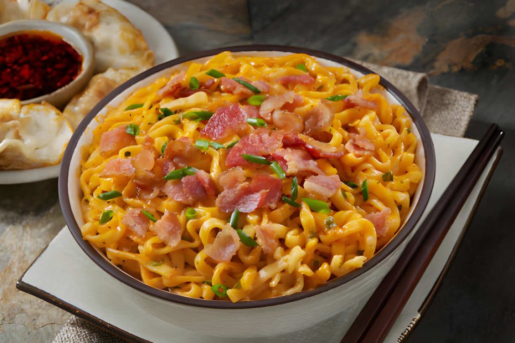 Spicy Carbonara Ramen Noodles Recipe