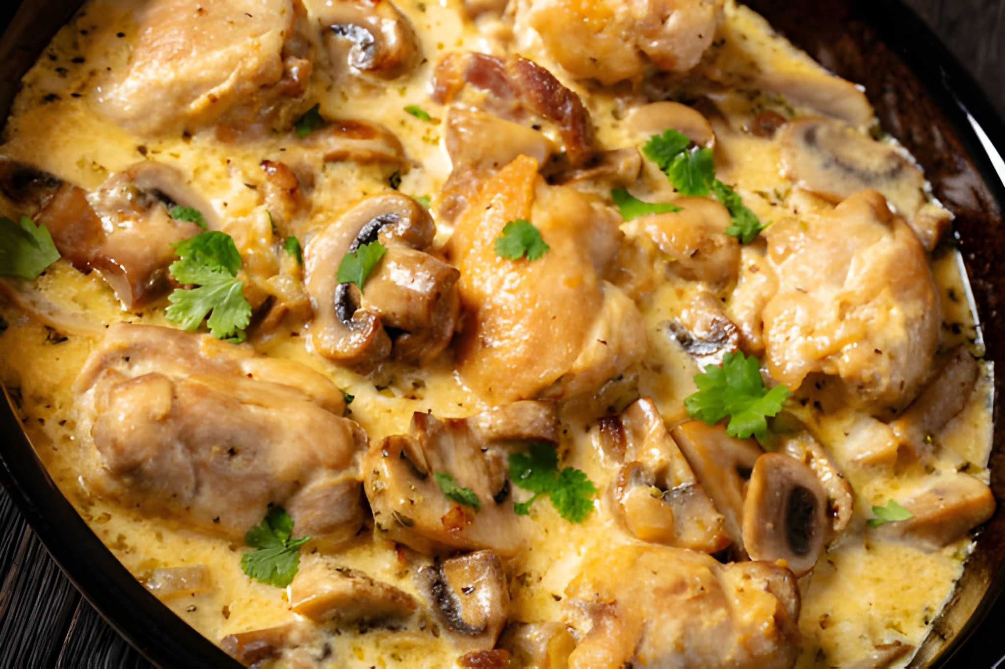 Chicken Thighs With Creamy Mushroom Garlic Sauce Recipe